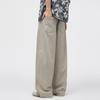 Elastic waist trousers solid color four-season casual trousers mopping floor ruffian handsome straight-leg trousers high street breathable loose stre