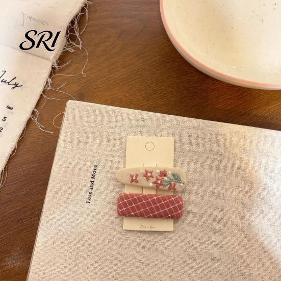 Durable Hair Clips 1 Pair Hairpins Rounded Edges Metal Stable Grip Hand-Embroidered Everyday Wear Flower Pattern Wide BB Clip Side Bang Accessories