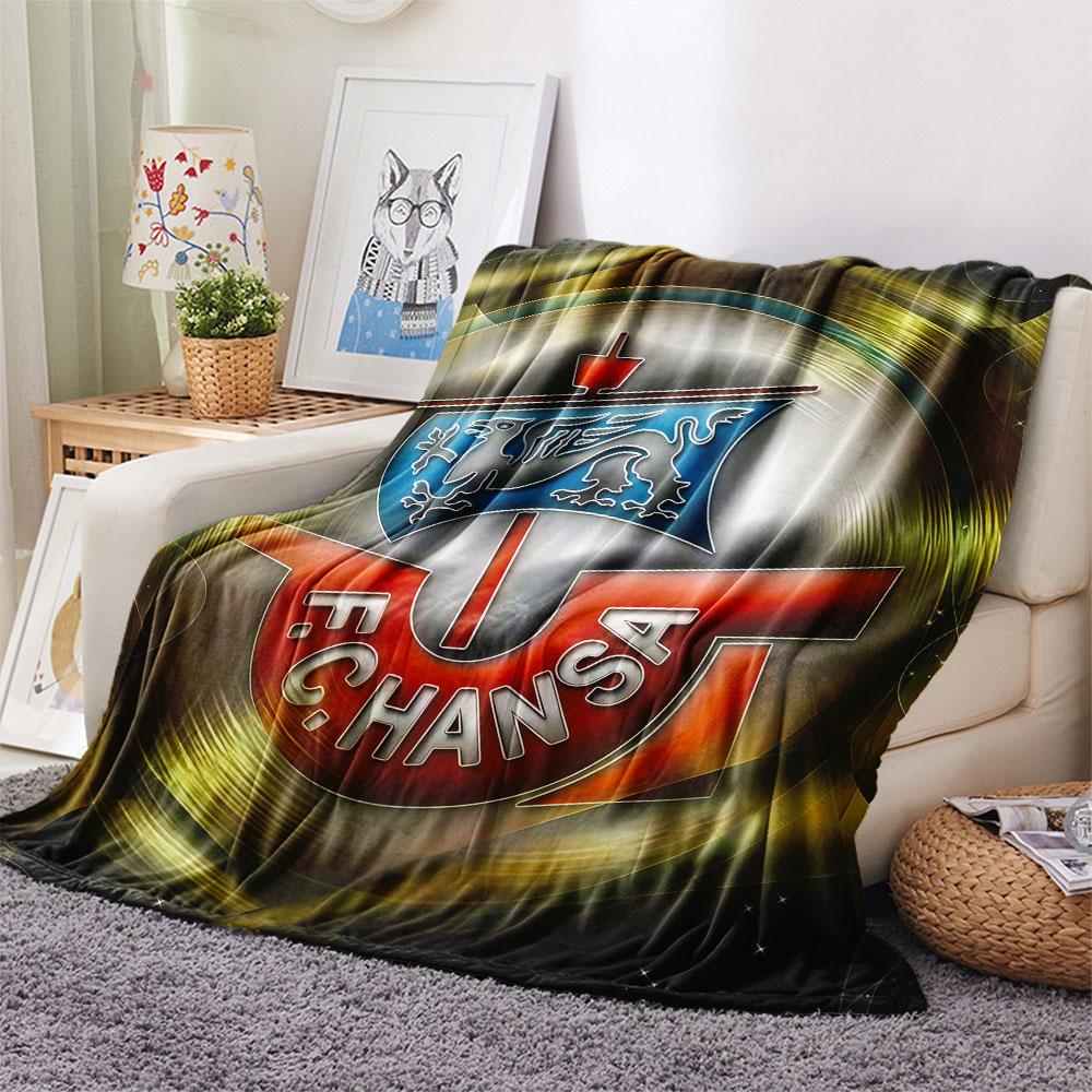 1PC F.C. Hansa Rostock Patterned Flannel Blanket Suitable For All Seasons for Home Decor Warmth and Comfort Gifts Holiday Present