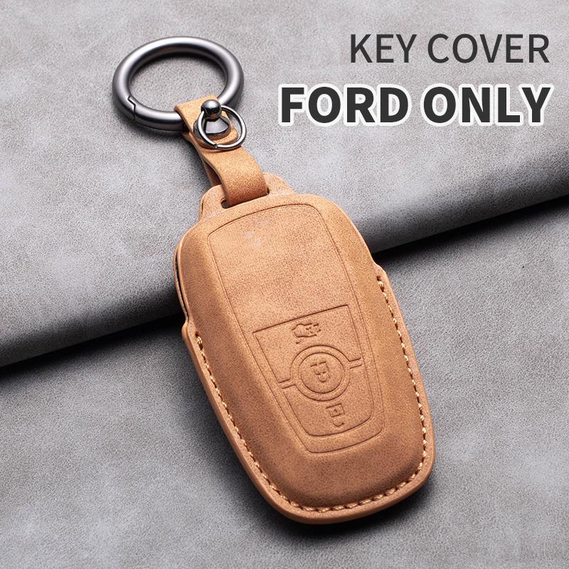 Styling Mouldings Sheepskin Car Key Cover Case for Ford Maverick Focus Edge Explorer Everest Fusion Mondeo Mustang Raptor Bronco
