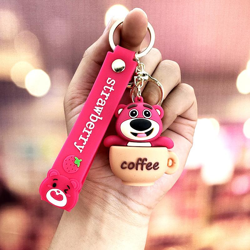 Strawberry Bear Creative Cartoon Keychain Doll Exquisite Female Couple Schoolbag Pendant Car Bag Pendant Keychain