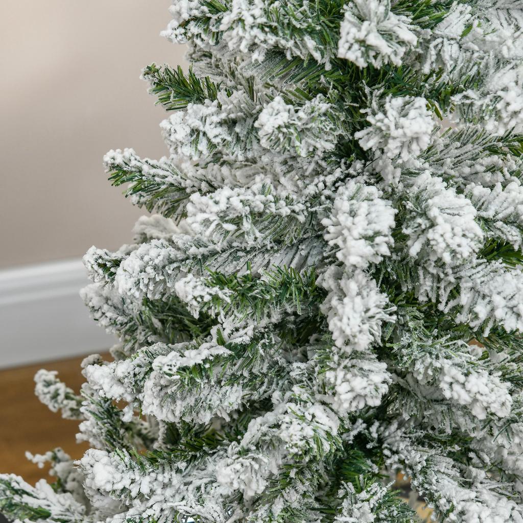 Artificial Christmas Tree, Snow Effect, Flame-Retardant, Hinged Construction, Green/White