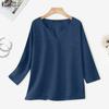 ZANZEA Camicetta casual da donna a maniche lunghe con scollo a V tinta unita
