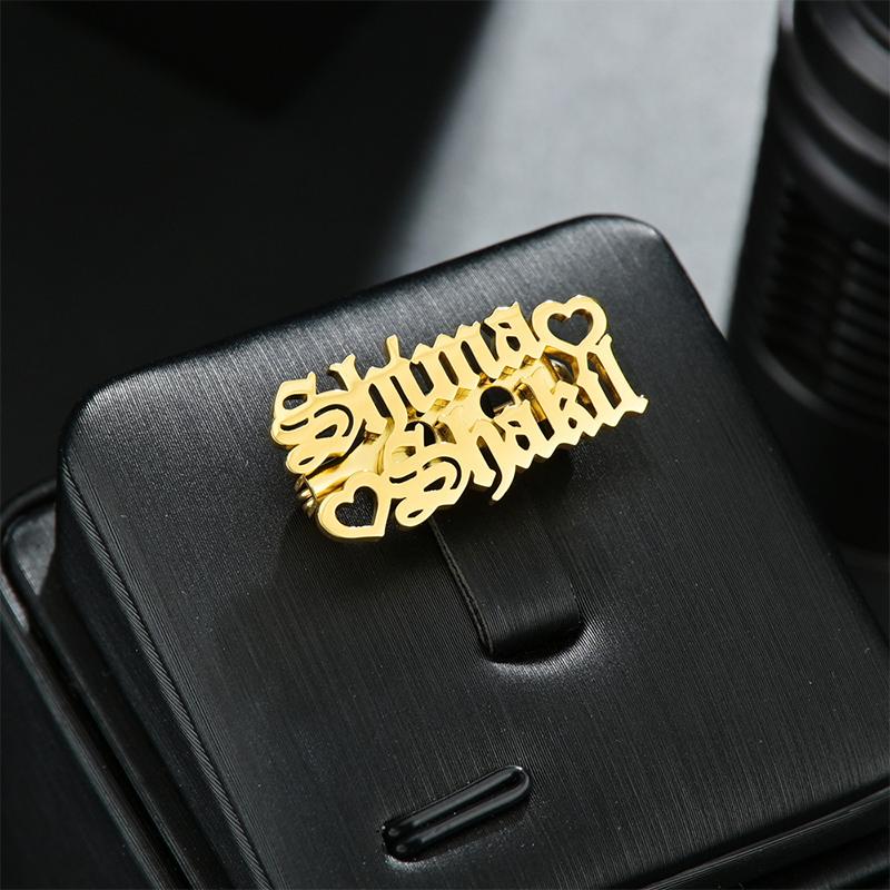 

Atoztide Personalized Brooch Pin Customizable Frosted Jewelry Gold Color Stainless Steel Fashion Letter Broochs for Women Gift Silver color