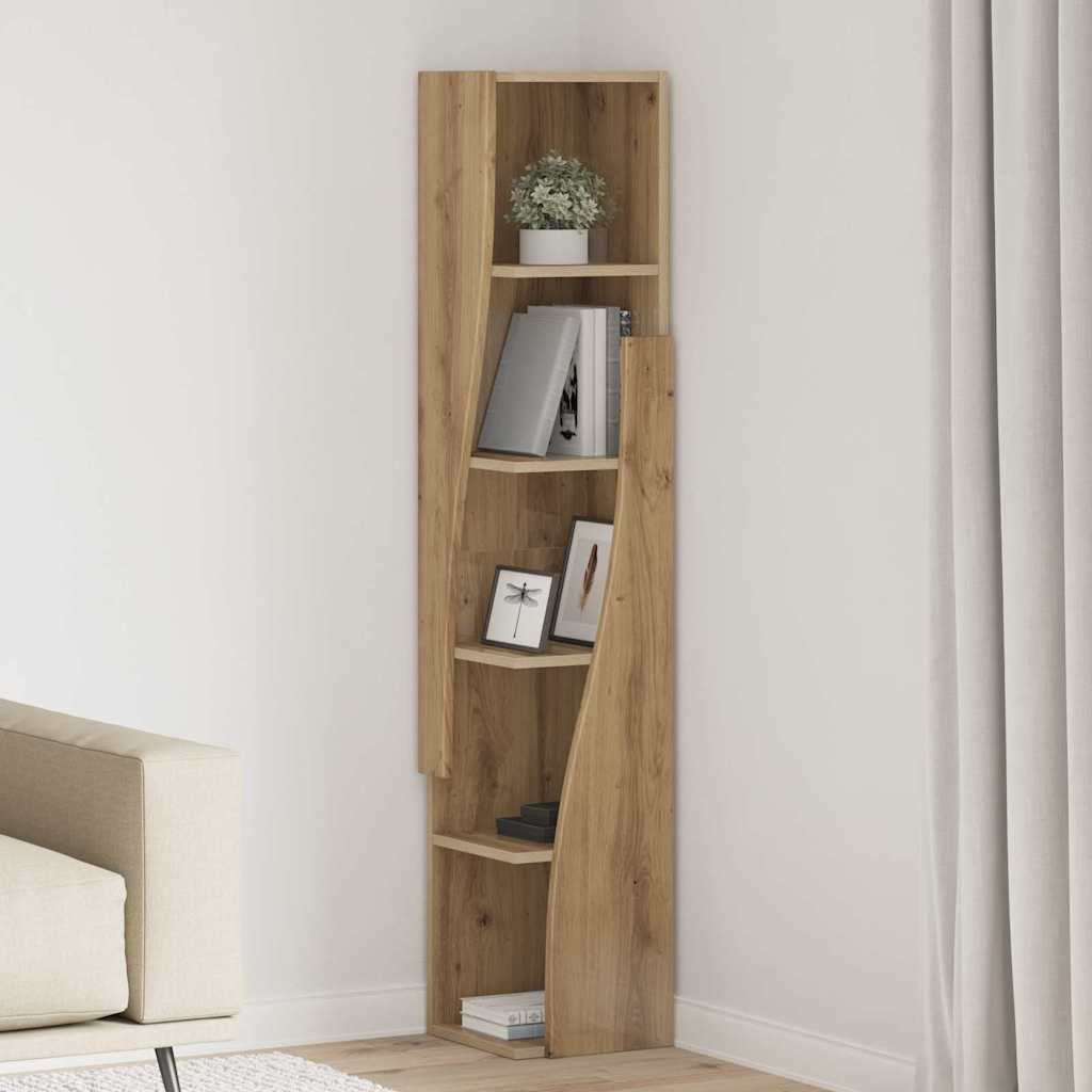Artisan Oak Corner Cabinet 10.8 X 10.6 X 55.1 In (27.5 X 27 X 140 Cm) Particleboard