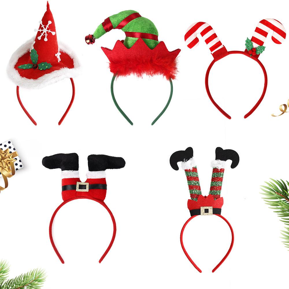 Christmas Headband Role Play Clown Hat Santa Claus Legs Christmas Hat Double Crutches Headband for Kids Adults Christmas Party