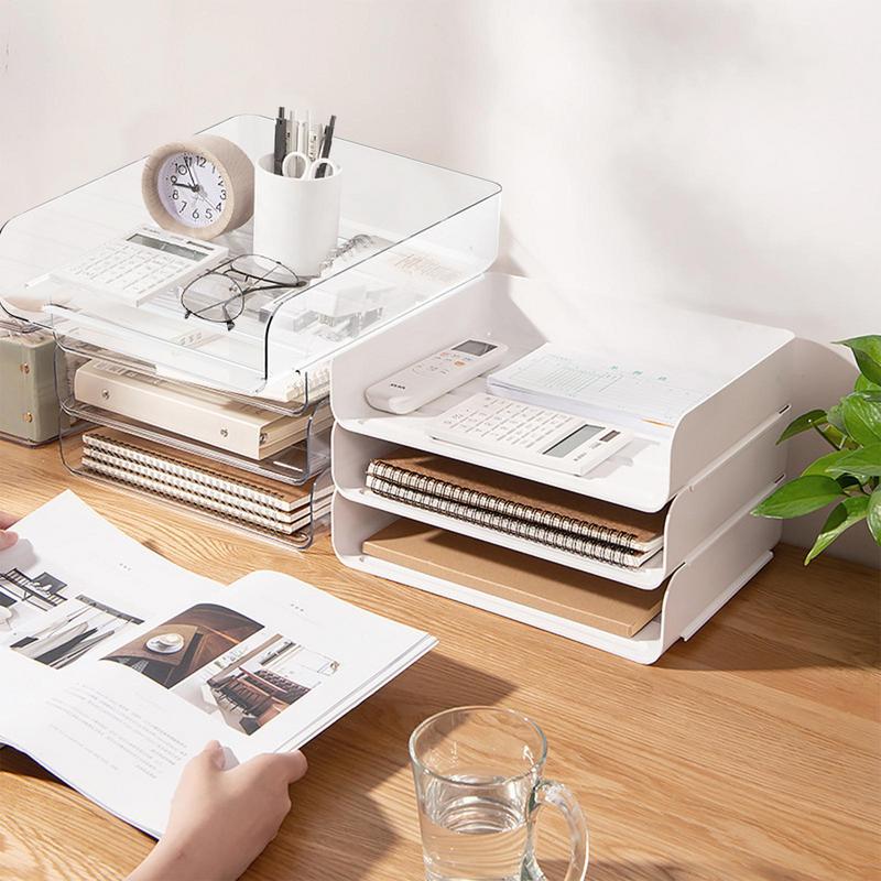 Desk Paper Tray Stackable Clear Paper Holder For Desk Table Accessories Workplace Supplies For Documents Magazines Folders