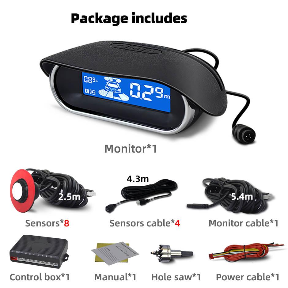 

Original 16.5MM Flat Parking Sensor 8 Parktronic Car Reversing Backup Radar Rear Auto Detector Backing Assistance Kit System білий