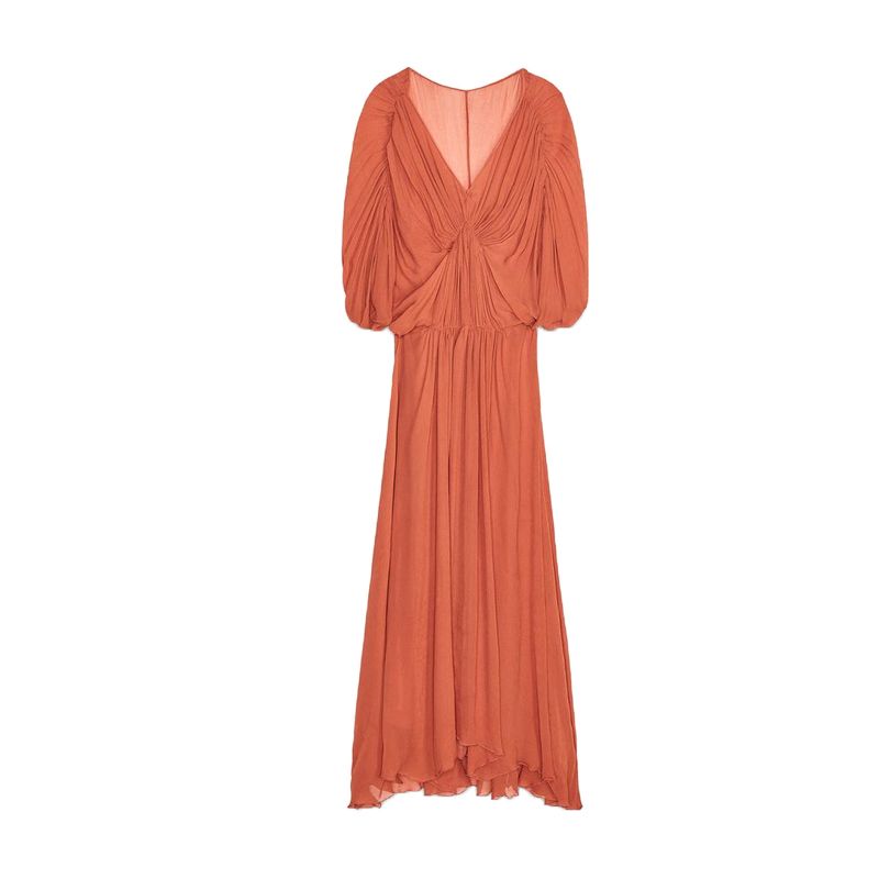 Summer Women's Asymmetric Hem V Neck Cape Sleeves Ruched Dress 2627219 2954285