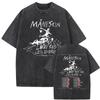 Maneskin Cotton Oversized Mneskin TShirt Washed Italian Rock Band Tee Unisex