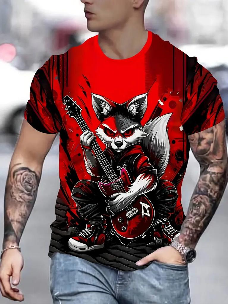 Fun Cartoon Duck Print Men's T-Shirt Casual Summer Casual Short Sleeve Pullover Fashion T-Shirts Outdoor Male Overszied Clothing