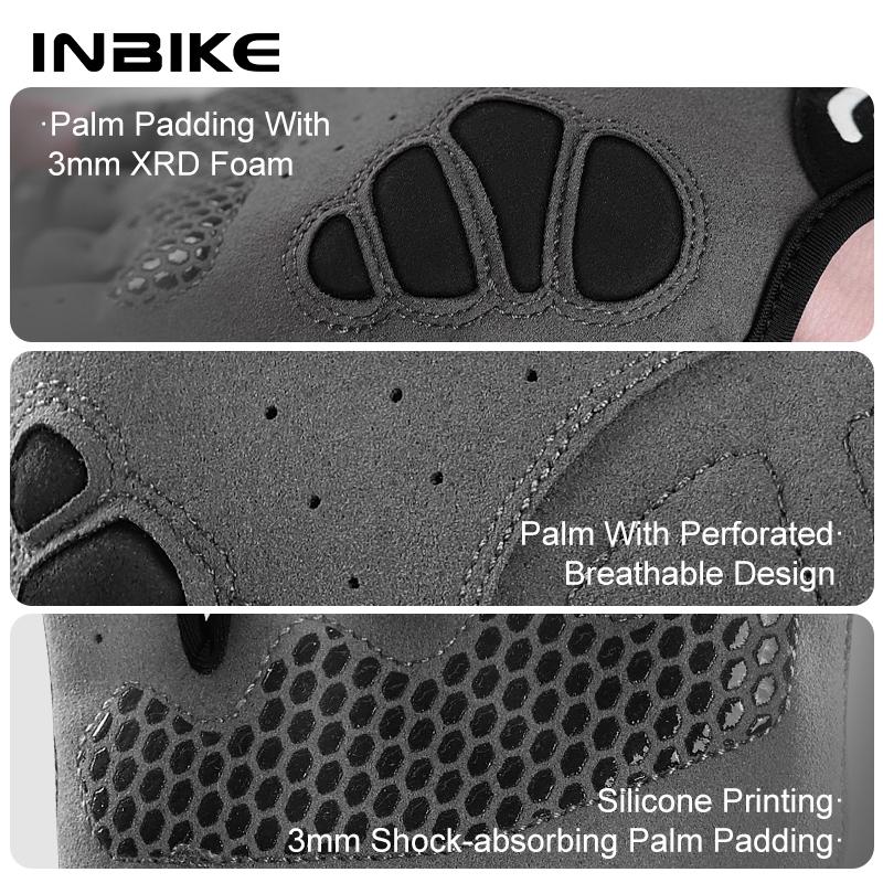 INBIKE Neue Fahrradhandschuhe Reflektierende Streifen Atmungsaktives Netz MTB Rennrad Handschuhe Gepolsterte Handfläche zum Radfahren Stoßdämpfung