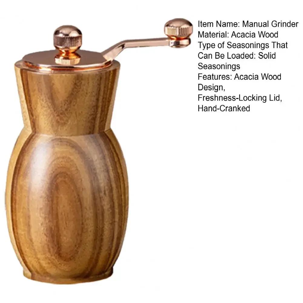 4/5 Inch Manual Pepper Grinder Hand-Cranked Grinder With Acacia Wood Body Metal Handle Ceramic Blade Retro Salt Mill For Kitchen