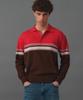 MOONSUN M.C Unisex, Point Stripe Collar Knit / Red Pink