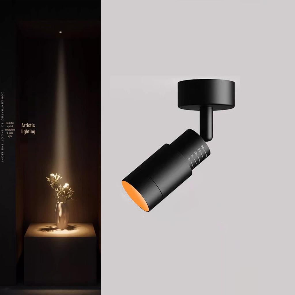 Adjustable Surface-Mounted Spotlight, 3-60° Beam Angle, Extendable, Ceiling Recessed Downlight for Restaurants and Tea Rooms