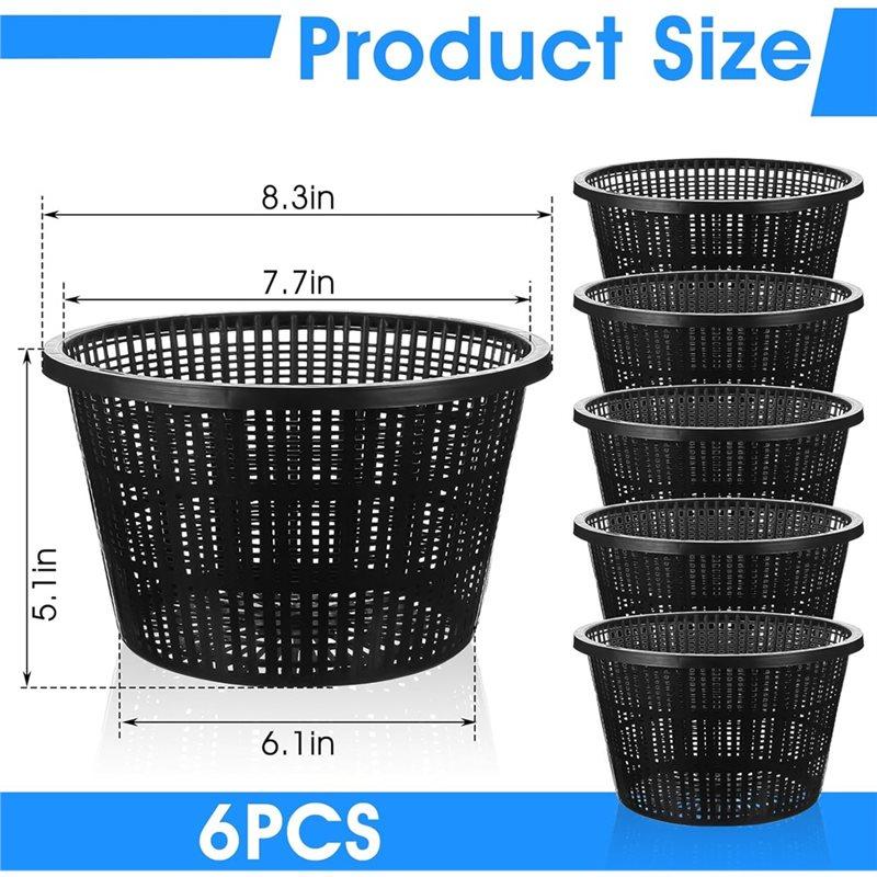 HHO-Schwarze Kunststoff-Hydroponik-Körbe 6 Stück Wasser-Garten-Netztopf Zum Pflanzen Hydroponische Töpfe Geschlitzter Teichkorb