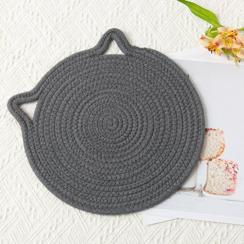 

1 шт. натуральный хлопковый шнур для домашней теплоизоляции в японском стиле, сотканный вручную, экологически чистый, плетеный, милый, с дизайном кошачьих ушей, для кухни, 18 см