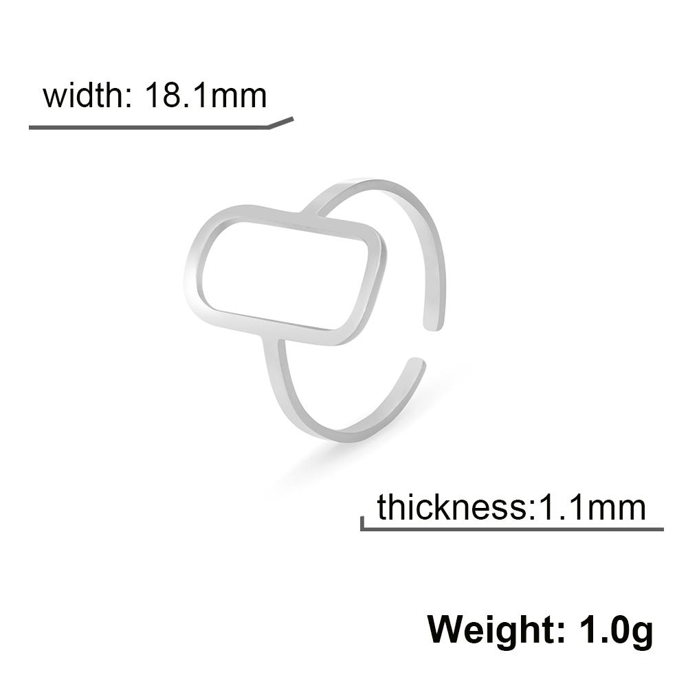 COOLTIME Rectangular Geometric Rings Open Adjustable Stainless Steel Rings for Men Women Statement Jewelry Gift 2025 New