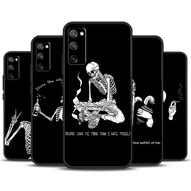 Ästhetisches Skelett Schädel Hülle Für Samsung Galaxy S24 S23 S22 Ultra S21 S20 FE Note 10 Plus Note 20 S8 S9 S10 Abdeckung