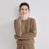 2024 Autumn/Winter Women's Cashmere Round Neck Loose Pullover Sweater - Solid Color Knit Base Layer