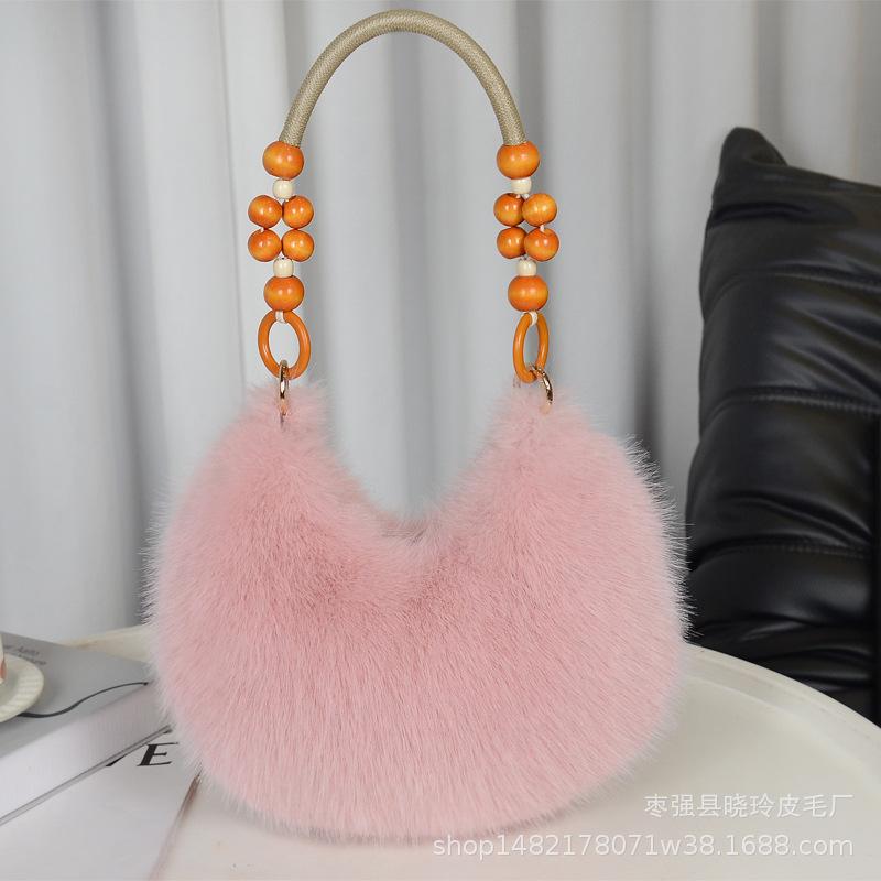 Fashion plush bag autumn and winter portable long hair bag cute bag messenger bag single shoulder hair bag niche