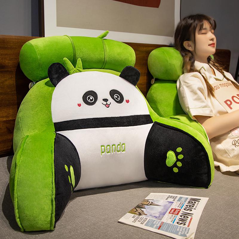 Cartoon Panda Lumbar Pillow - Soft Back Support Cushion for Bed or Sofa