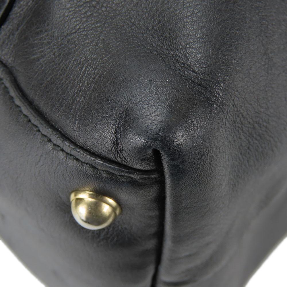Used GUCCI Tote Bag Newbrit Double G 162094 Interlocking Leather Black Shoulder
