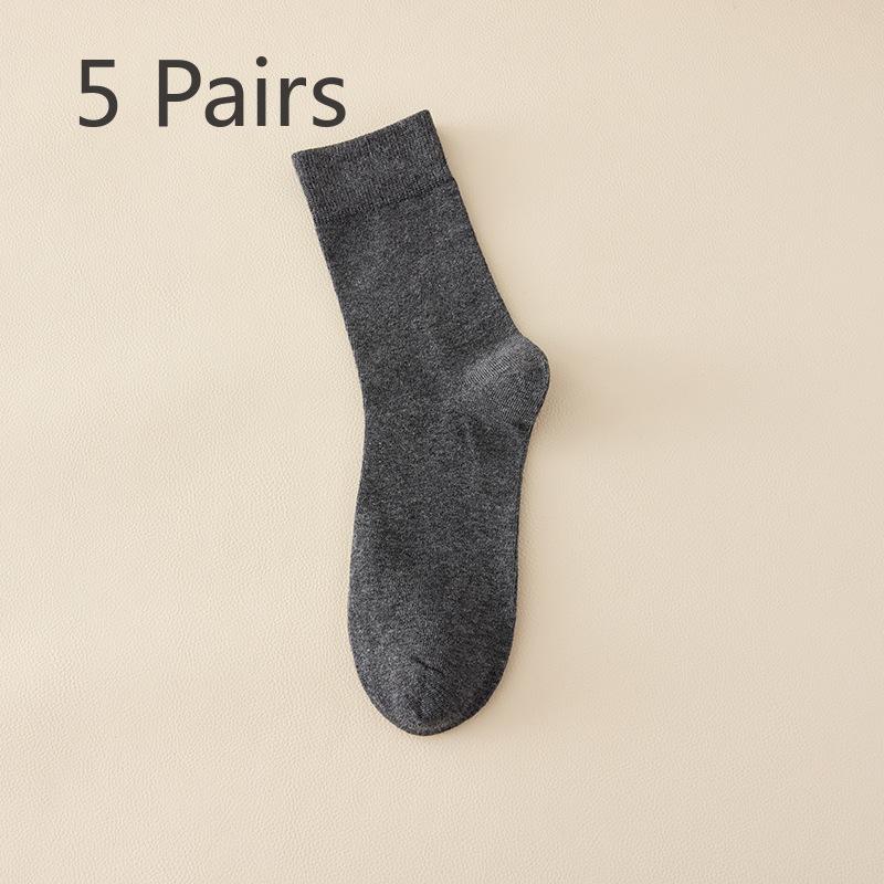 5 Pairs of Men's Autumn and Winter Pure Cotton Retro All Cotton 5A Antibacterial and Deodorizing Men's Sports Mid Top Socks