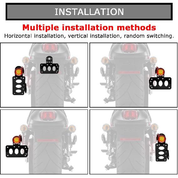 PSLER 3/4" Side Mount Motorcycle License Plate Bracket for Bobber Chopper Custom Bike Sportster Bobber Custom(Black)