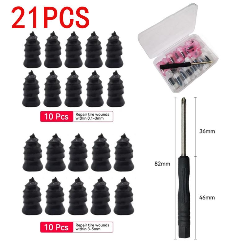 21 Pieces Vacuum Tire Repair Nails, Rubber Spiral Nails Supplied with Screwdriver for Cars, Trucks,Bike Rubber Tire Repair Kit