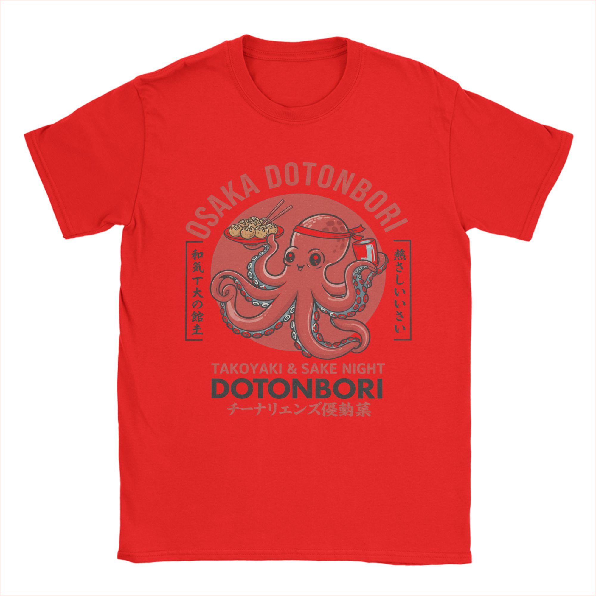 

Mens Osaka Dotonbori Takoyaki Sake Japanese Food Octopus T Shirt Cotton Clothes Funny Crewneck Tees Gift Idea TShirts S
