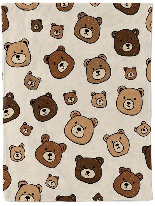

Cute Bear Print Flannel Throw Soft AllSeason Indoor Outdoor Decorative Blanket 75x100cm (30x40inch)