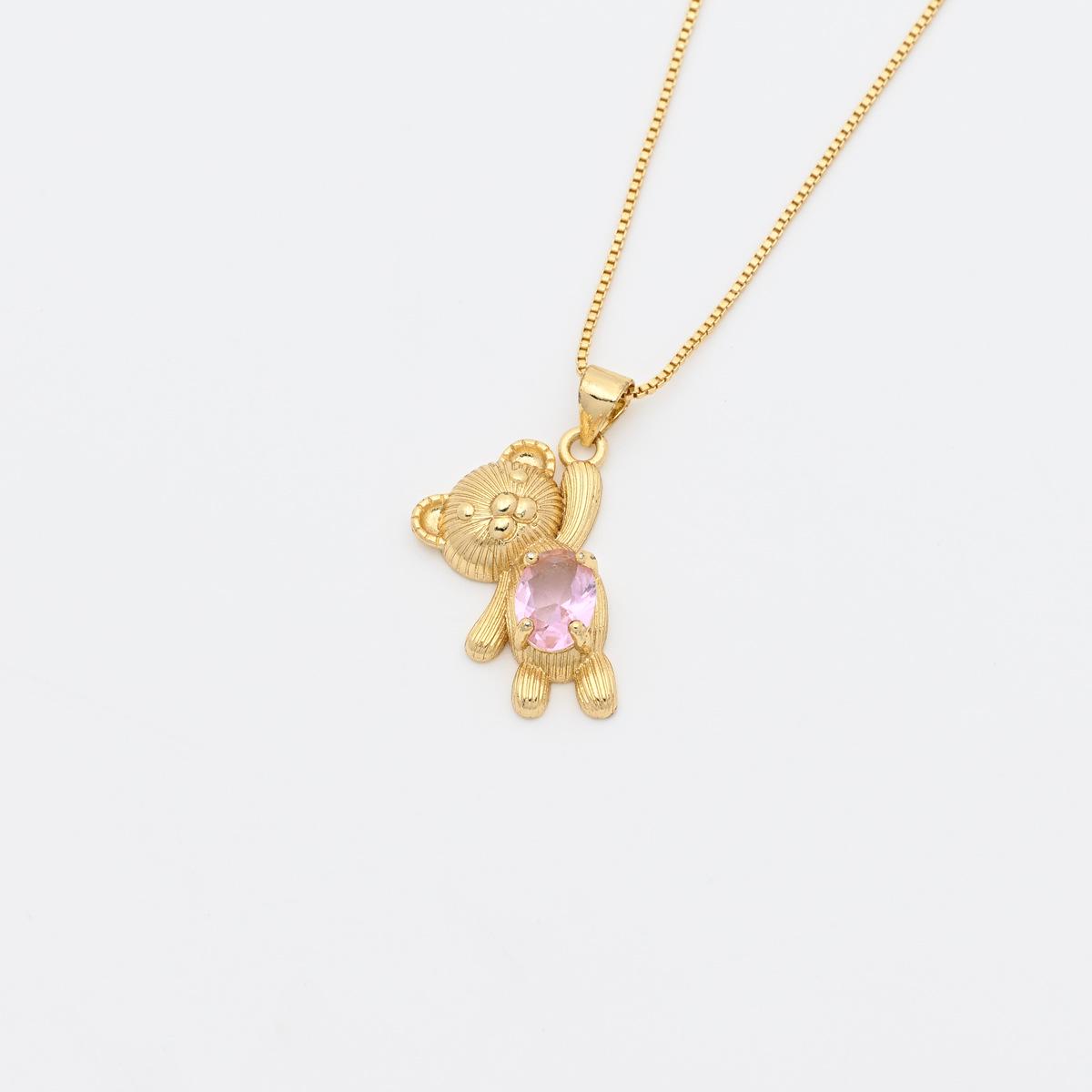 Hotline Zirconia Bear Pendant Necklace - Cute Bear Clavicle Chain Jewelry Pendant Only