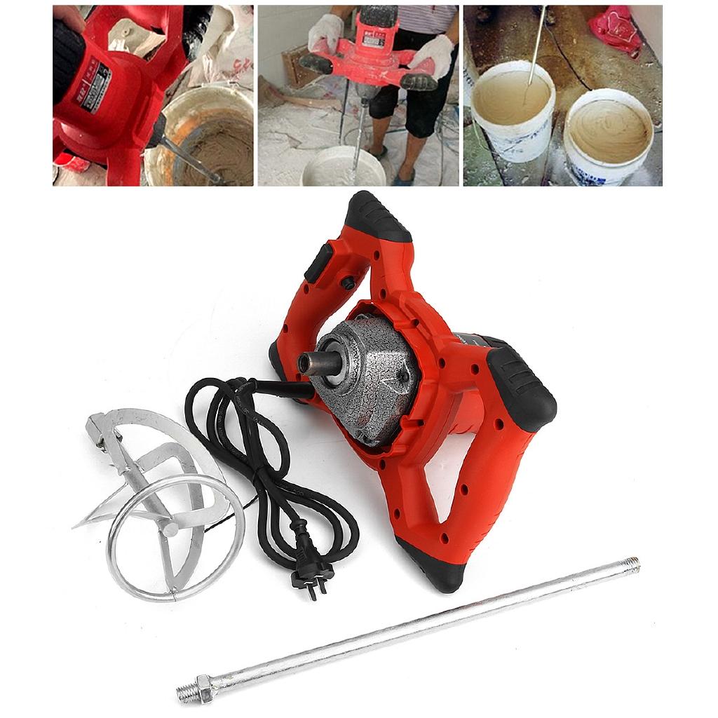 Electric Mortar Mixer 1600W 6 Speed Paint Cement Handheld Stirrer Paint Cement Grout Mixing Tool Low Gear US Plug New
