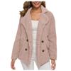 Women's Winter Casual Padded Thickened Suit Collar Button Lambswool Jacket Cardigan