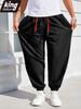 Men's Casual Harem Pants Ankle Cuffed Solid Color Loose Fit Oversize Drawstring Elastic Waist Streetwear Hip Hop Trendy Trousers