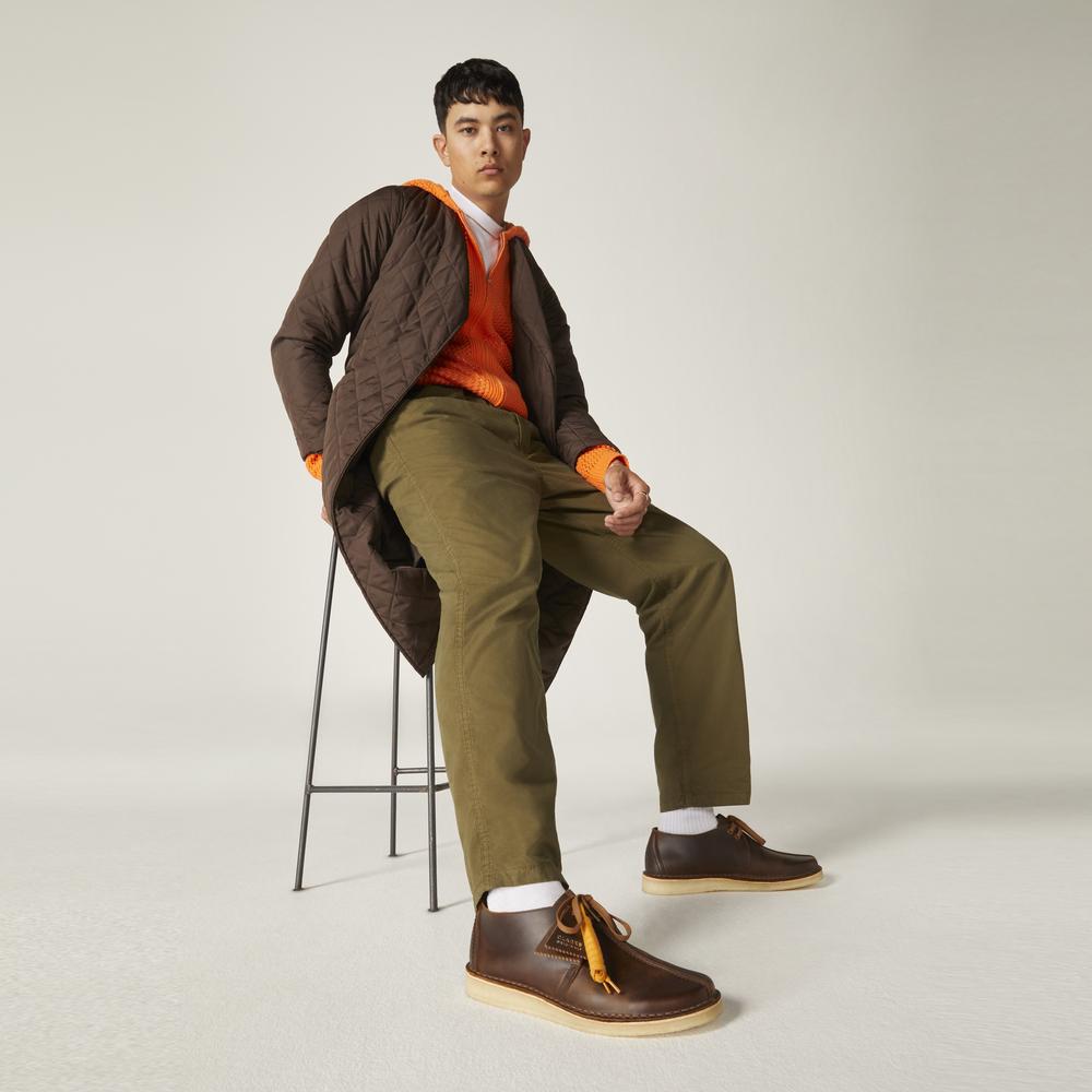 Clarks Originals Height Increasing Retro Trendy Fashion Comfortable Breathable Casual Shoes Men sneakers Brown 261554877-AW23