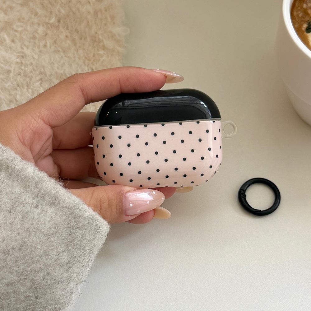 Fashion Simple Black Polka Dot Transparent Silicone Shockproof Earphone Case for AirPods 2 3 4 Pro3 With Pendant Fall Protection