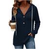 Women's Casual Long Sleeve Hooded V-Neck Loose Fit Top Color