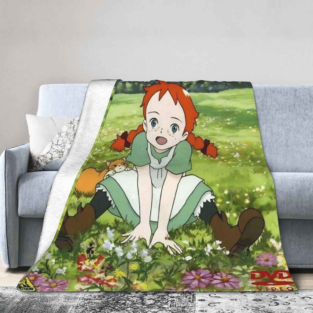 Cartoon manga A-Anne of Green Gables Blanket Soft Fluffy Plush Throw Blanket For Girls Boys Bedroom Flannel Bedspread Bed Cover