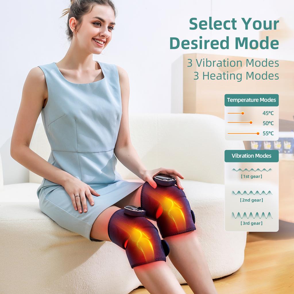 Heating Knee Massager Knee Shoulder Elbow 3-in-1 Heated Knee Portable Wireless Vibration Knee Heating Pad Heated Knee Brace Gift