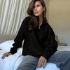 Women's Oversized Knit Pullover Sweater with Zipper, Versatile Casual Top for Fall and Winter