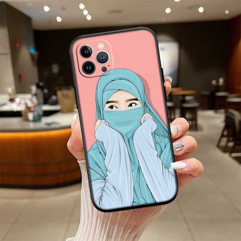 RE46 Muslim Girls Hijab Phone Case for Samsung Galaxy S20 S21 S22 Ultra FE + Plus A21S A22 A24 A25 A26 A30 A30S A31