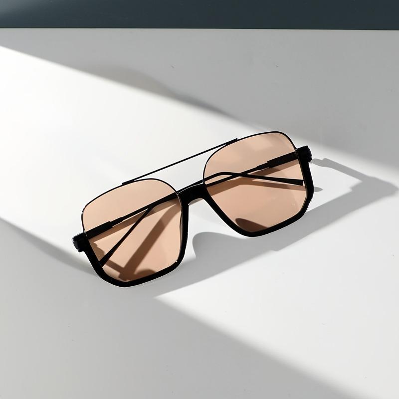 Dámské nadrozměrné čtvercové módní brýle s kovovým rámem - Lehké PC čočky pro plážové cestování venku