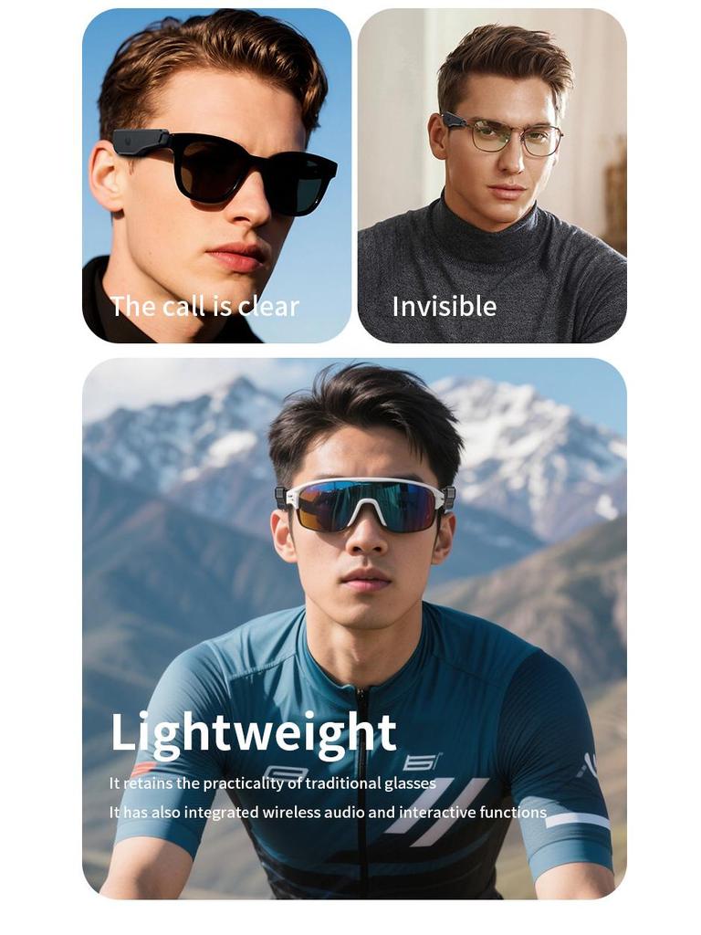 Bluetooth Clip-On Glasses Headset with Long Battery Life & Touch Controls for Versatile Use