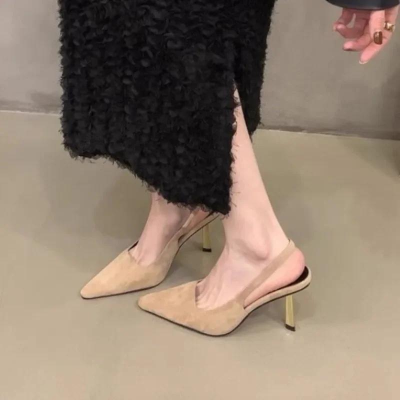 

Модные женские сандалии 2025 Модная женская обувь Роскошные высокие каблуки Женский бестселлер Офис и карьера Горячая распродажа Слипоны Сандалии с закрытым носком 40 абрикосовый