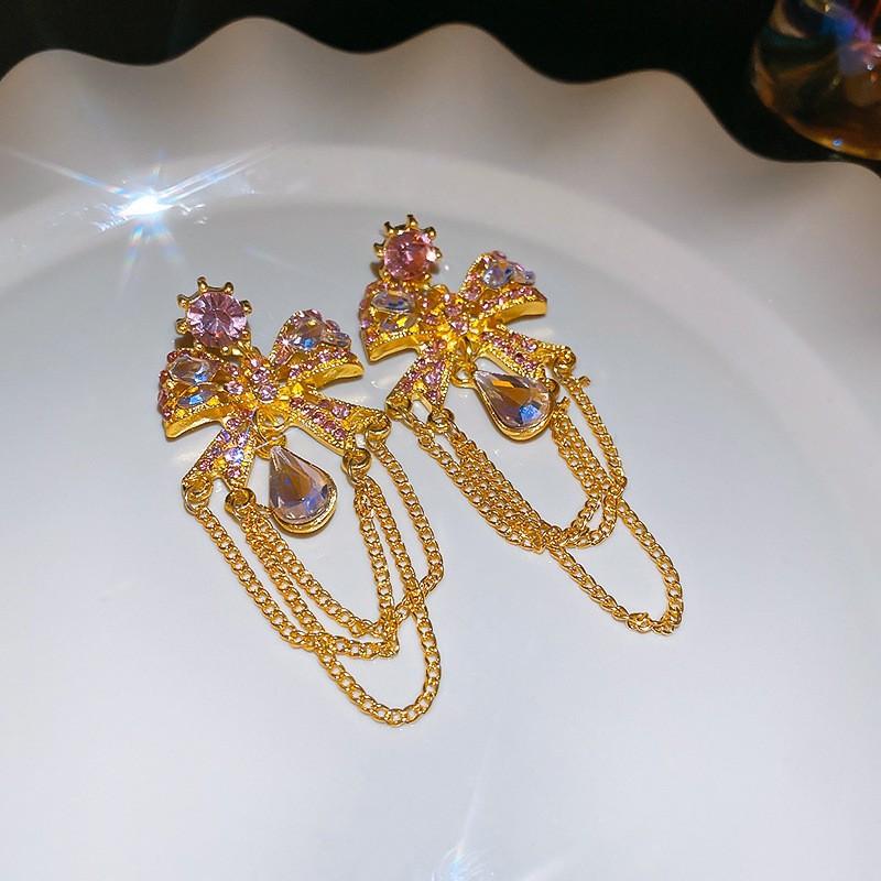 Silver Needle Korean Diamond Bow Earrings Versatile Fashion Temperament Earrings Niche Design Earrings Light Luxury Premium Sense