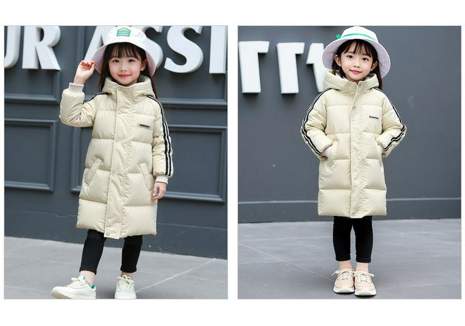 Mid-Length Children's Down Cotton Jacket - Warm, Thickened Outerwear for Boys and Girls