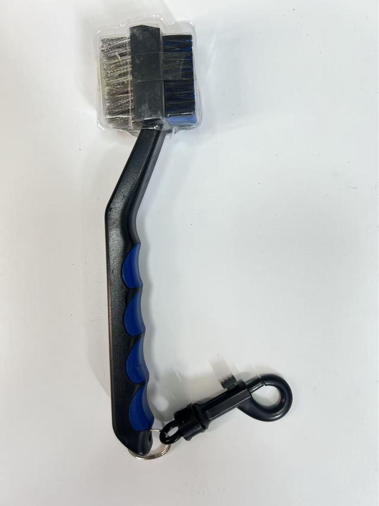Golf Club and Ball Cleaning Brush with Double-Sided Nylon and Steel Bristles