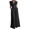 ZANZEA Womens Casual Turn Down Collar Loose Sleeveless Wide Leg Jumpsuits
